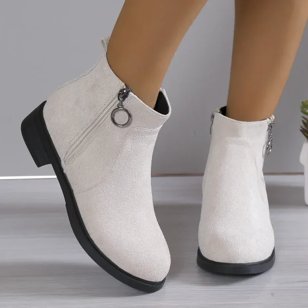Stivaletti con tacco quadrato britannico Stivaletti corti con cerniera laterale in pelle scamosciata Scarpe retrò da donna di grandi dimensioni Botas De Mujer 2025 2