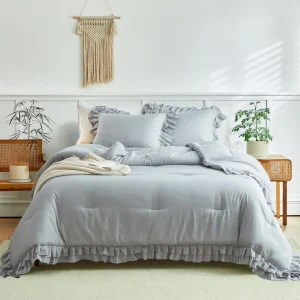 Set piumino coreano con bordo volant con federa da 2 pezzi trapunta morbida e calda piumino matrimoniale Queen King tessili per la casa copriletto 1