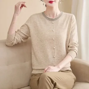 Maglione lavorato a maglia girocollo primavera autunno nuova giacca maglione alla moda 2025 camicia base top temperamento allentato 1
