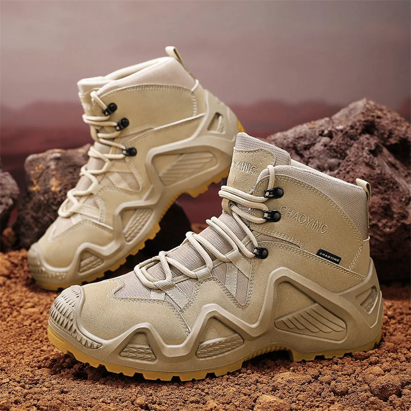 Stivali tattici da uomo Stivali militari da uomo Deserto militare Scarpe antinfortunistiche da lavoro impermeabili Scarpe da arrampicata Scarpe da trekking Stivali da esterno da uomo alla caviglia 1