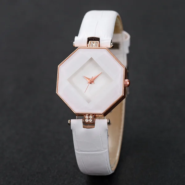 2 pezzi di orologi da donna alla moda, cinturino in pelle casual, orologio analogico al quarzo, set di braccialetti di perle (senza scatola) 4