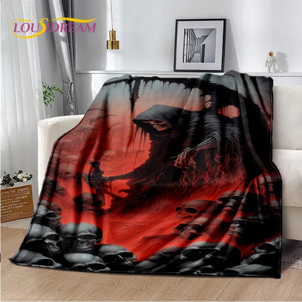 2025 Nuovo personaggio horror gotico Teschio Fantasma Coperta morbida, Coperta morbida per la casa Camera da letto Divano letto Picnic Viaggio Regalo per bambini 6