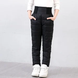 OLEKID 2025 Autunno Inverno Giù Cotone Pantaloni Per Bambini A Vita Alta di Spessore Pantaloni Caldi Per Le Ragazze 1-12 Anni Bambini Ragazzi Adolescenti Pantaloni 1
