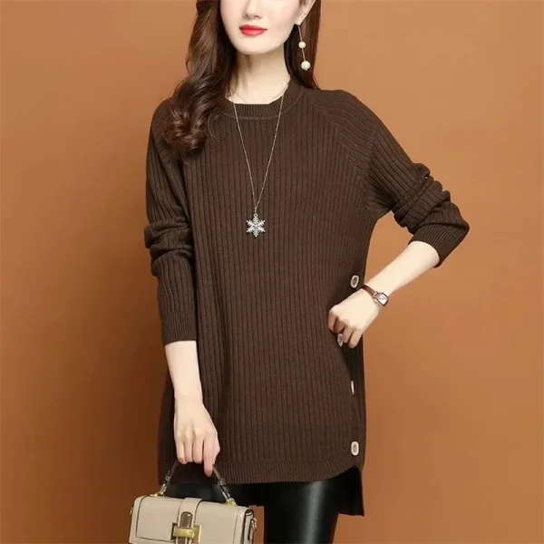 Cappotto maglione lungo da donna Primavera Autunno Inverno 2025 Nuovo pullover Giacca femminile Moda Marea Maglieria Camicia che tocca il fondo Top da donna 4