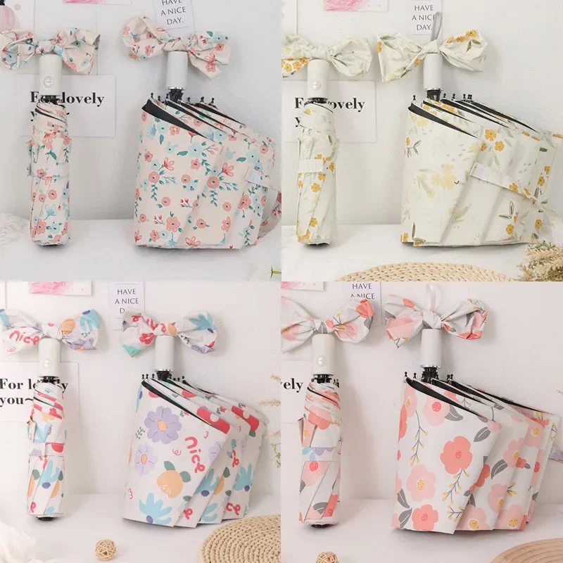 Ombrello automatico Bellissimo fiore Pittura a olio Modello Viaggio Ombrello pieghevole portatile Ombrello antipioggia Ombrello antivento 1