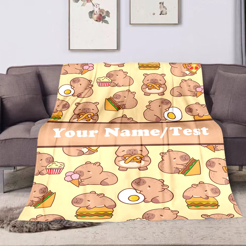 Personalizzazione Coperta con nome personalizzato Stampa capibara adatta per divano, letto, viaggi, campeggio, divano, sedia e letto Regalo di lusso 1