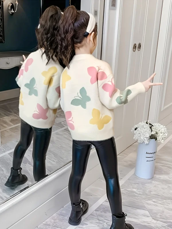 Maglioni da ragazza, pullover, abbigliamento autunnale e invernale, nuovi vestiti per bambini, camicie con fondo, eleganti maglioni ispessiti per bambini più grandi 2