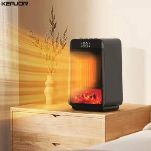 Riscaldatore a ventola Ventilatore di aria calda 1000W Ventilatori di riscaldamento elettrici Fiamma 3D Mini Riscaldatore di spazio Riscaldatori a ventola portatili per la camera da letto dell'home office 1