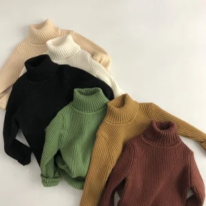 Maglioni per bambini Dolcevita per bambini Pullover per ragazzi Maglieria per ragazze vintage Top maglione base caldo 1