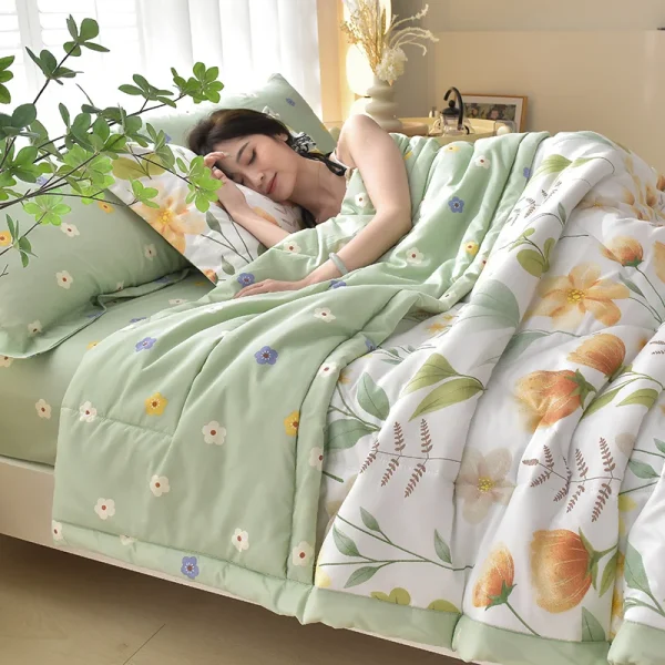 Set trapunta estiva morbida e delicata sulla pelle o 1 trapunta, comoda coperta estiva traspirante, leggera, resistente, con aria condizionata 2