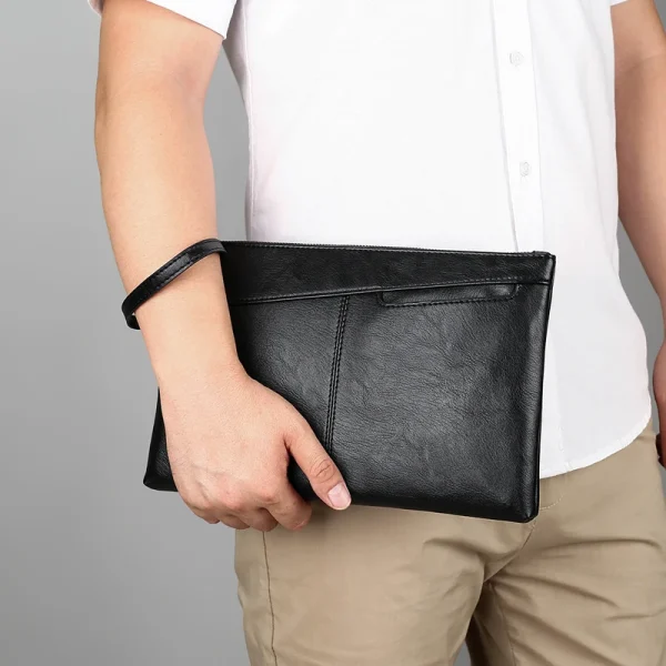 Pochette da giorno per uomo d'affari alla moda Borsa per soldi in pelle PU di alta qualità Borsa per telefono con custodia per porta carte maschile casual 4