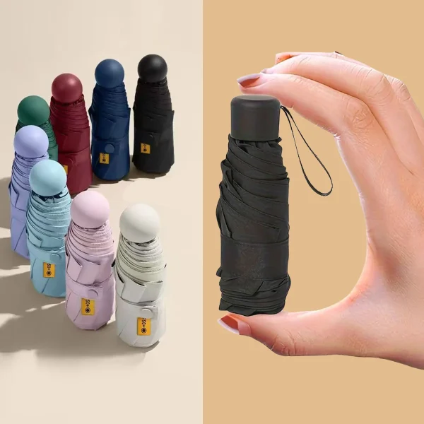 Ombrello pieghevole piccolo Ombrellone da pioggia Mini tasca Ombrellone da viaggio portatile impermeabile anti-UV 1