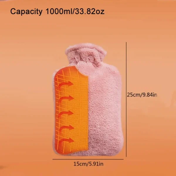 Borsa per acqua calda in peluche invernale da 2000 ml Marsupio caldo per mani a prova di esplosione e resistente al calore in PVC adatto per regali di biancheria da letto per la casa 5