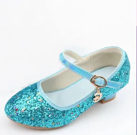 Scarpe da ragazza Bambini Sandali con tacco alto in cristallo glitterato Fibbia alla moda Scarpe da ballo principessa per bambini Scarpe in pelle per prestazioni per studenti 5
