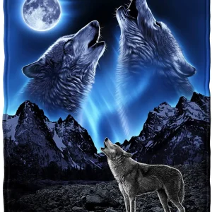 Wolves How ling Moon Super Soft Full Queen Size coperta in pile coperta in pile corallo per camera da letto coperta per pisolino Super Soft Cozy 1