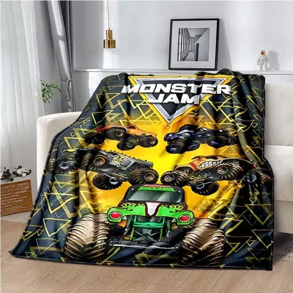Monster Jam Grave Digger Truck Hot Wheels Coperta per divano Coperta isolante leggera e calda Letto Ginocchiere per auto da ufficio Coperta da tiro 3