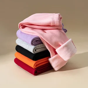 Pantaloni lunghi da ragazza invernali Foderati in pile ispessito Aderenti elastici e aderenti Color caramello Mantieni la tua principessa Accogliente 1