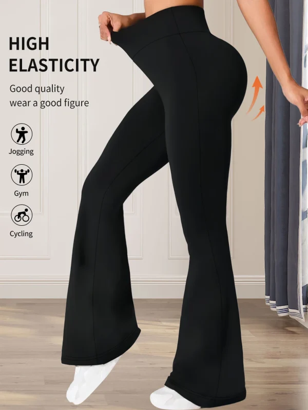 Pantaloni svasati attillati a vita alta primaverili ed estivi da donna, pantaloni neri lunghi a gamba sottile, pantaloni sottili a gamba larga per donne slim 5