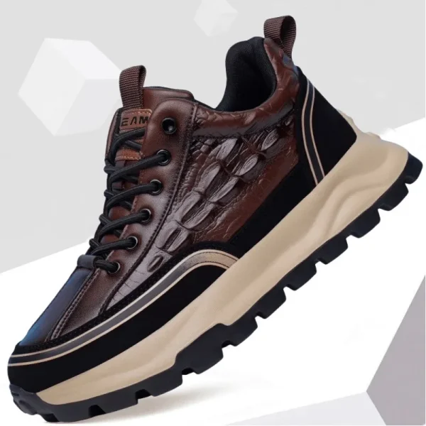 rocodrillo stampa uomo scarpe casual in pelle pu marchio di lusso uomo senior sneakers con cuscino d'aria antiscivolo scarpe da trekking uomo resistenti all'usura 1