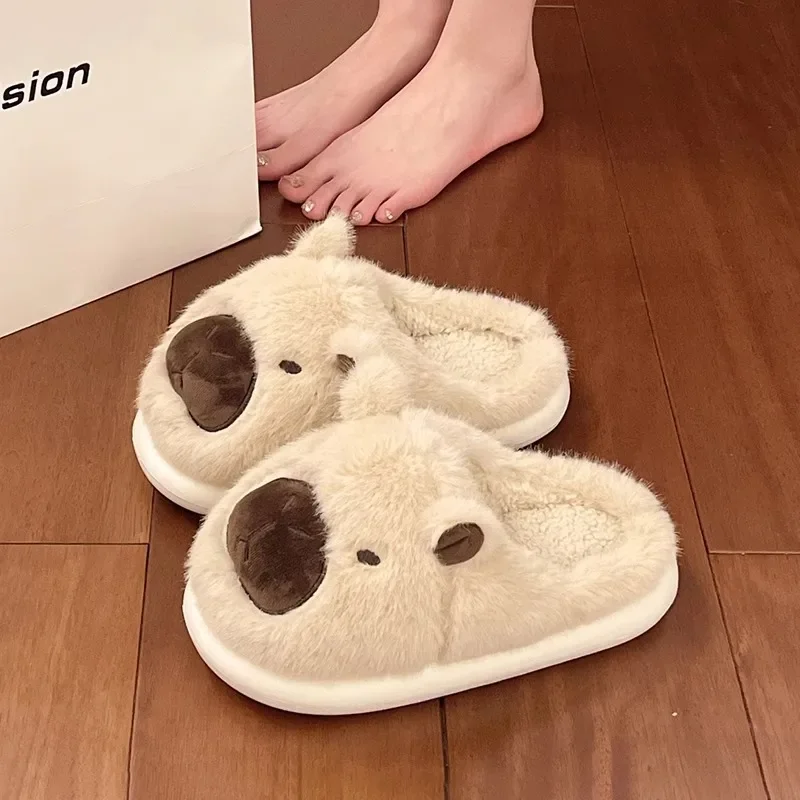 Pantofole Capybara Donna Inverno Una parola Cotone Cartoon Anime Cute Student Camera da letto Pantofole calde in pelle scamosciata Scarpe basse antiscivolo 3