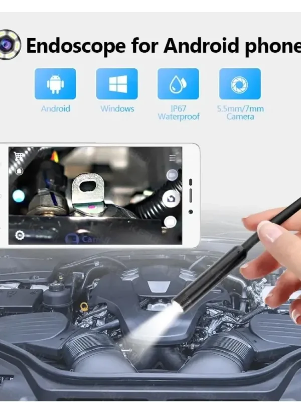 Endoscopio USB per telefono Android OTG Telecamera serpente per ispezione periscopio da 5,5 mm IP67 impermeabile con 6 luci a LED per tipo C 3