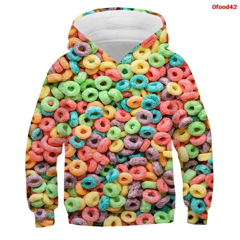 3D Stampa Divertente Cibo Magliette e camicette Candy Macaron Ragazze Ragazzi Felpe Con Cappuccio Per Bambini Felpe Adolescenti Vestiti 2021 Bambini Nutella Pullover 3