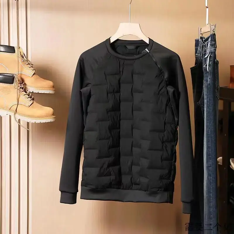 Felpa con cappuccio calda autunno e inverno Pullover con cerniera da uomo all'aperto Cool All Match Felpa con cappuccio patchwork Top a maniche lunghe 2