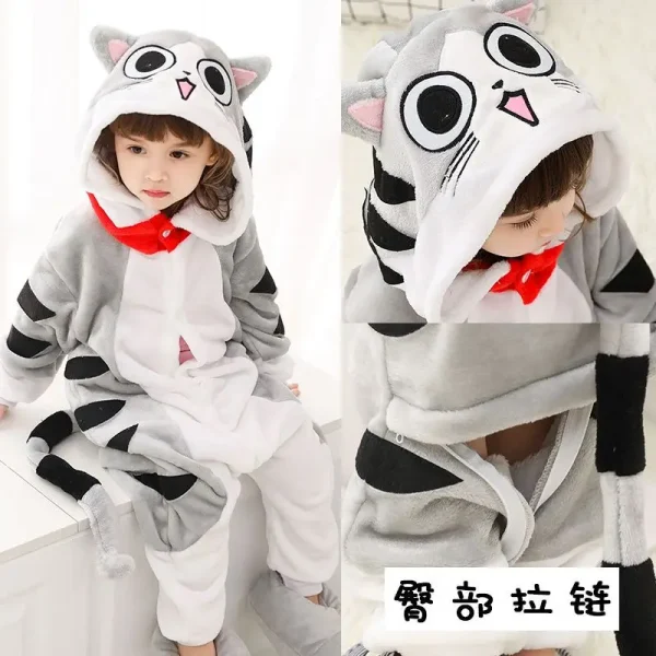 Unicorno Kigurumi per bambini Onesies Inverno Flanella Pigiama caldo Animale Leone Dinosauro Con cappuccio Indumenti da notte Tuta Costumi Cospaly 4