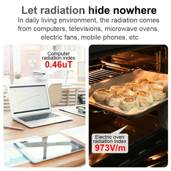 Mestek Misuratore EMF Rilevatore Geiger Rilevatore di radiazioni elettromagnetiche Dosimetro geiger Lettore emf per scansione di campo magnetico elettrico 4