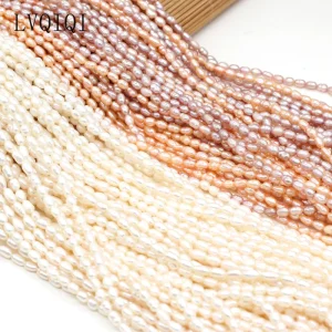 Perle di riso di perle d'acqua dolce naturali vere Perle distanziatrici sciolte Perline per la creazione di gioielli Accessori per braccialetti collana fai da te 3-4mm 1