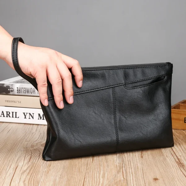 Pochette da giorno per uomo d'affari alla moda Borsa per soldi in pelle PU di alta qualità Borsa per telefono con custodia per porta carte maschile casual 3