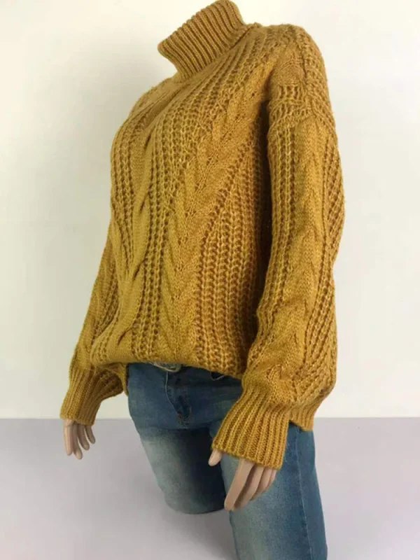 Autunno caldo inverno dolcevita manica lunga lanterna spessa nodo twist lavorato a maglia pullover maglione cappotti PYZL-37 2