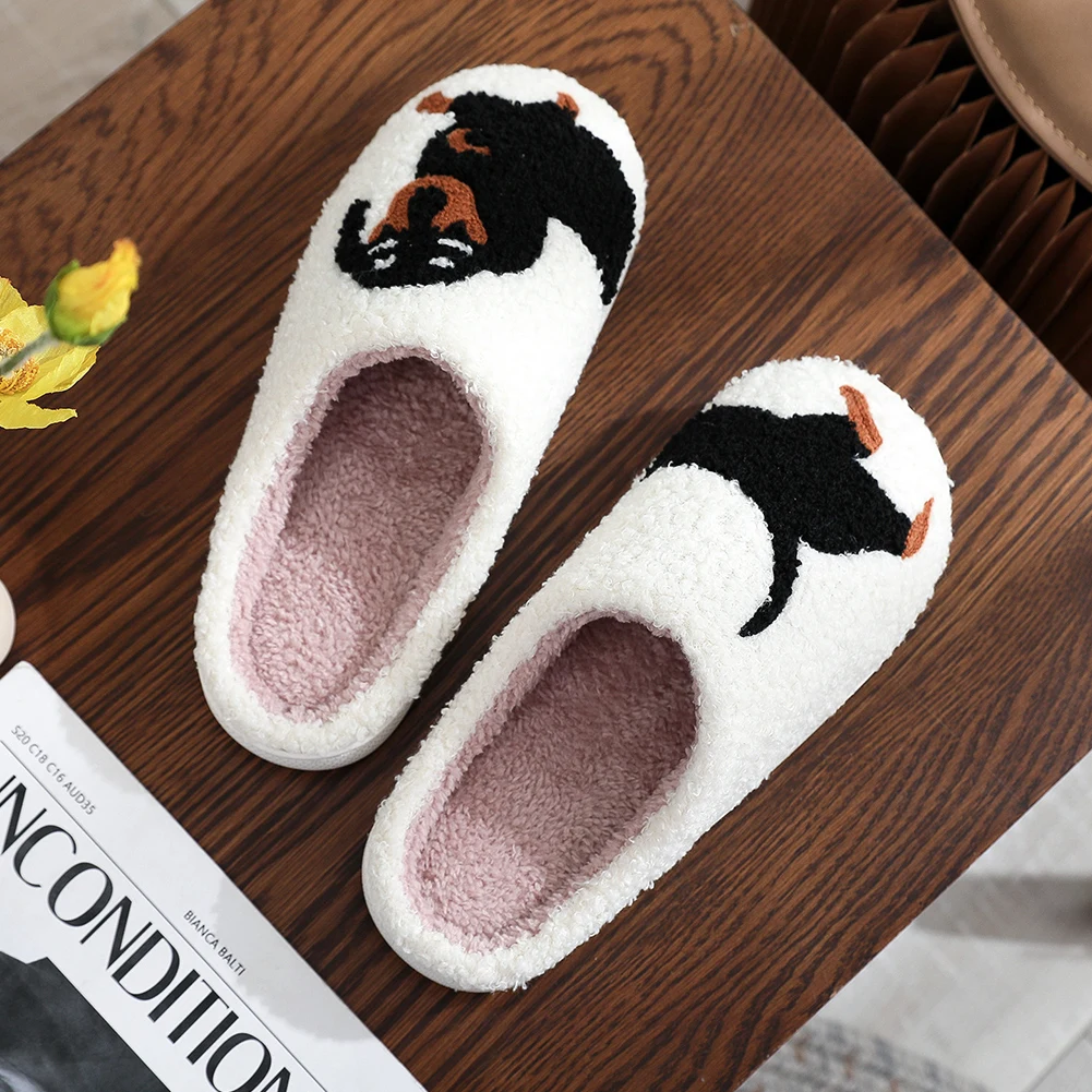 Pantofole in peluche bassotto pantofole a punta chiusa antiscivolo calde scarpe da casa Slip-on pantofole termiche piatte per camera da letto interna all'aperto 4