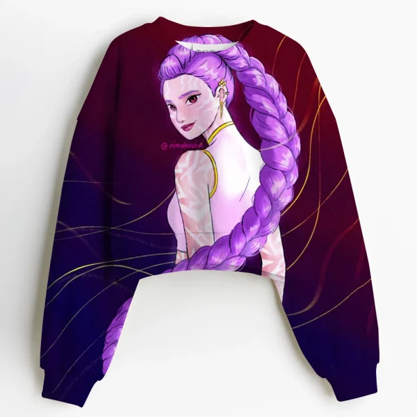 Tuta autunnale Cappuccio Abbigliamento sportivo Pullover Abbigliamento corto per bambini K-pop Demon Hunters Felpe corte Felpa con cappuccio sottile per ragazza 6