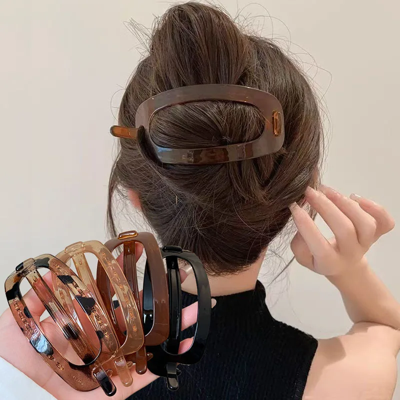 Eleganti semplici fermagli per capelli ovali vuoti coreani fermagli per capelli spessi mollette forcine per donne accessori per capelli copricapo per ragazze regali 1