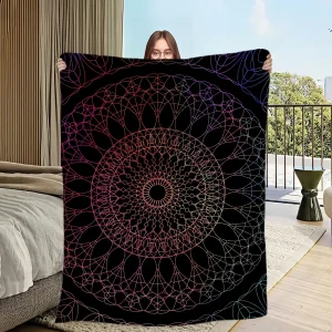 Coperta Mandala in flanella calda e confortevole, morbida coperta con stampa in peluche, arte per divano, soggiorno, ufficio, camera da letto, regalo da viaggio 1