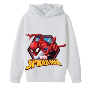 Nuove felpe con cappuccio per bambini autunnali e invernali, pullover dei cartoni animati di Spider-Man per ragazzi e ragazze, top per bambini comodi e morbidi 1