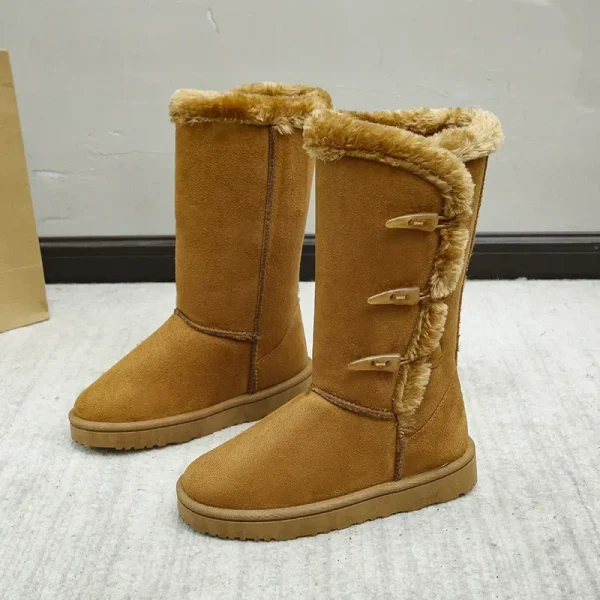 tendenza inverno caldo stivali da neve da donna per scarpe di cotone stivaletti da donna con fibbia in corno di toro antiscivolo impermeabili 2