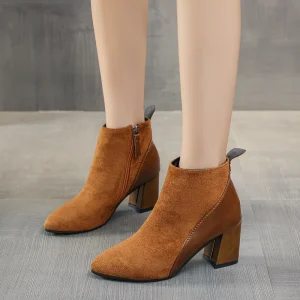 Plus Size 44 stivaletti da donna moda stivali con tacco quadrato a punta scarpe con tacco alto da donna Sexy 2024 stivali moda autunno/inverno 1