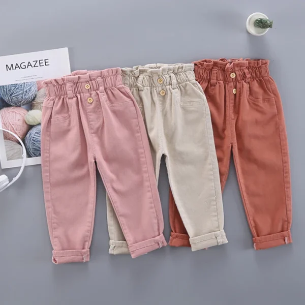 Pantaloni carota per bambini 2024 Nuovi vestiti autunnali Abbigliamento per bambini Calzature tinta unita per ragazze Pantaloni casual 1
