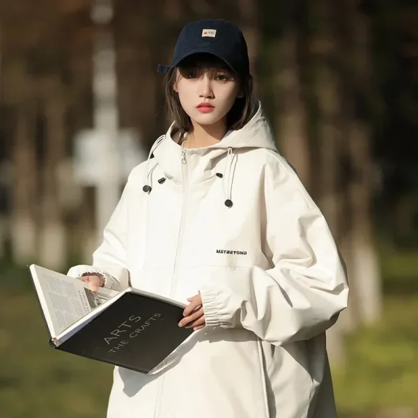 Autunno Donna Giacca a vento da baseball giapponese Giacche Manica lunga Cappotto singolo Capispalla High Street Harajuku Fashion Bomber Jacket 3
