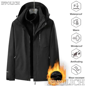 Completi impermeabili da esterno completi da uomo in due pezzi 3 in 1 cappotti caldi spessi giacca a vento da campeggio cappotto invernale escursionismo cappotti antivento 1