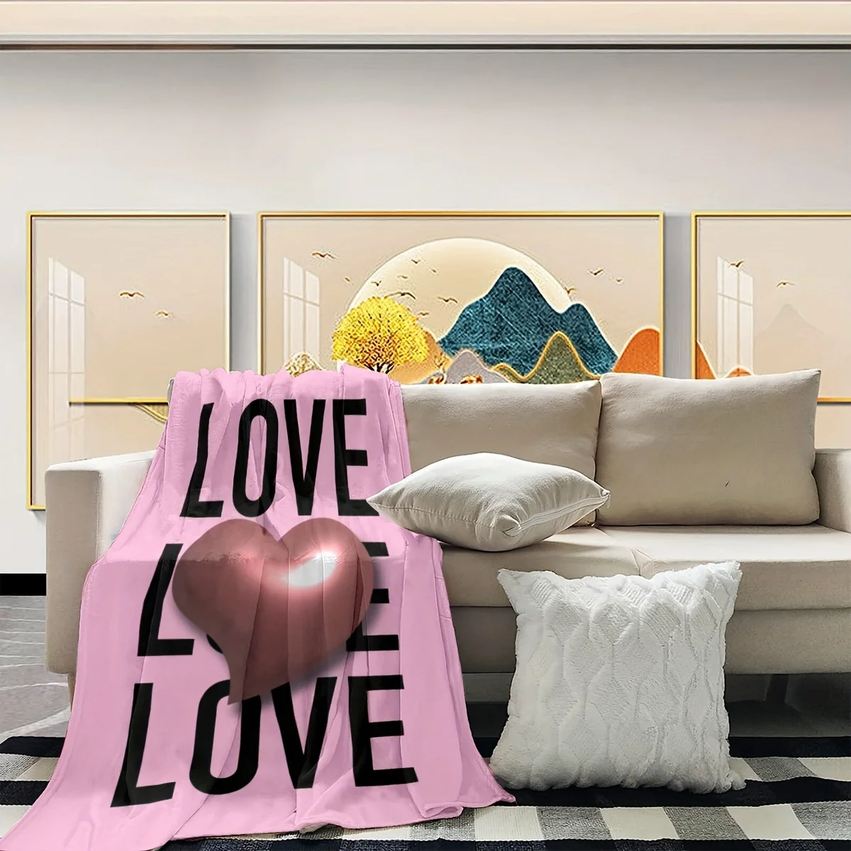 1 coperta in peluche a forma di cuore di San Valentino: coperta in flanella rosa ultra morbida con stampa "LOVE", perfetta per divano, letto o romantico 5