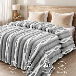 Coperta da tiro in pelliccia di coniglio sintetica di lusso 1000GSM Coperte super pesanti calde e accoglienti per divano letto Sedia Coperta invernale soffice in peluche 1