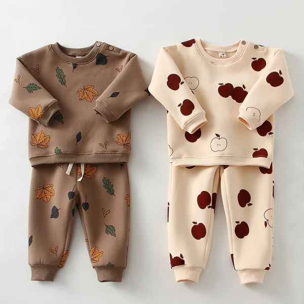 Set di vestiti per bambini per bambini Primavera Autunno Abiti in pile Maglione per bambini Top + Pantaloni 2 pezzi Vestiti per bambini per bambini 1