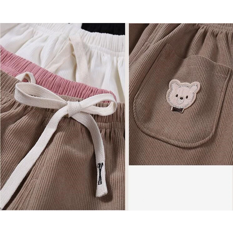 Velluto a coste elastico in vita pantaloni con coulisse autunno ragazzi pantaloni del fumetto ragazze abbigliamento esterno Sport pantaloni Casual abbigliamento per bambini nuovo 4