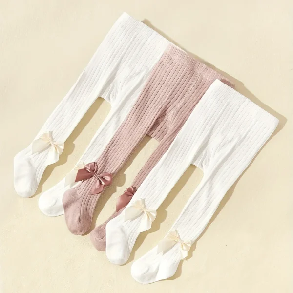 3/1 Pz/set Collant Per Bambini Primavera Autunno Principessa Bowknot Ragazze Moda Confortevole Collant di Cotone Traspirante per Neonati Calza 2