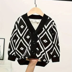 Abbigliamento per bambini alla moda Giacca maglione da ragazzo Nuova primavera e autunno Cardigan lavorato a maglia per bambini Stile coreano Alla moda 1