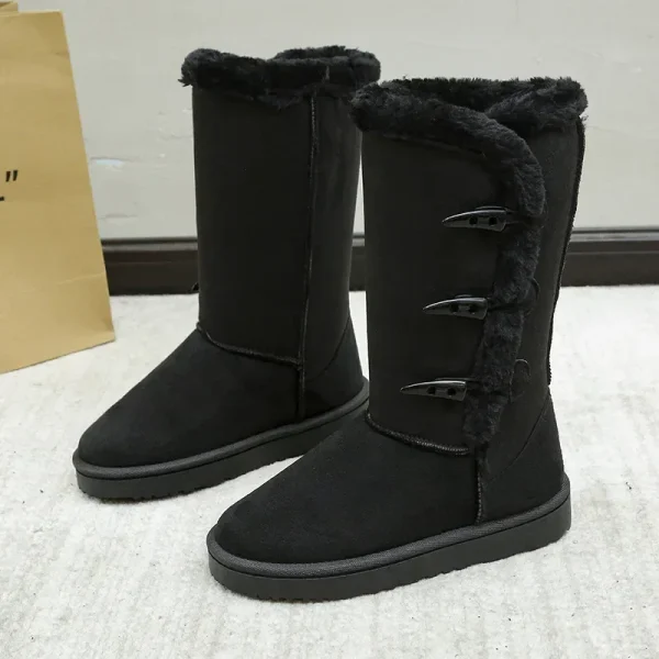 tendenza inverno caldo stivali da neve da donna per scarpe di cotone stivaletti da donna con fibbia in corno di toro antiscivolo impermeabili 3