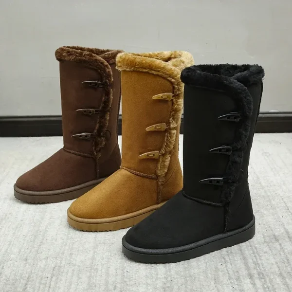 tendenza inverno caldo stivali da neve da donna per scarpe di cotone stivaletti da donna con fibbia in corno di toro antiscivolo impermeabili 1